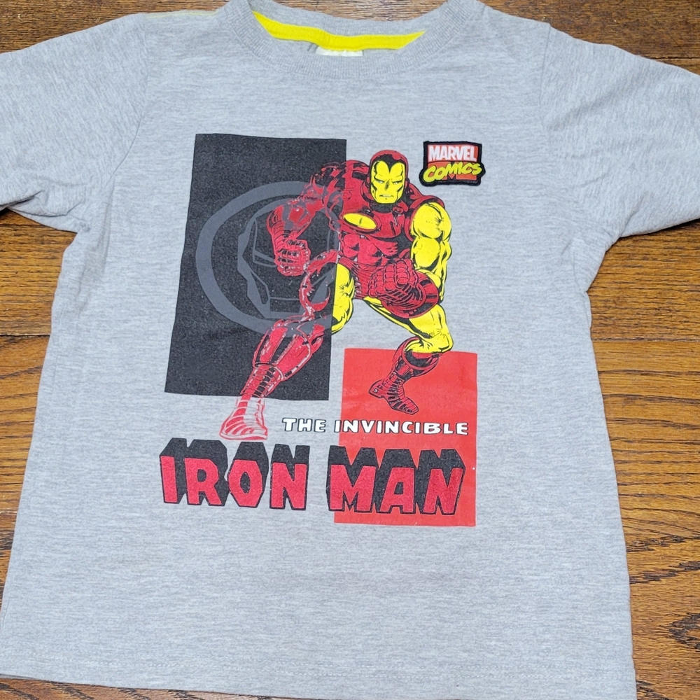 Marvel Iron Man Gray and Yellow Kids Tee